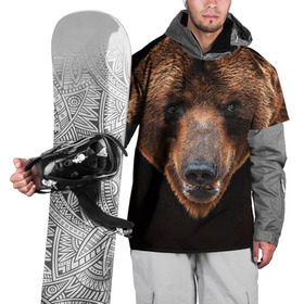 Накидка на куртку 3D с принтом Медведь в Кировске, 100% полиэстер |  | бурый | гризли | животные | медведь | мишка