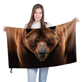 Флаг 3D с принтом Медведь в Кировске, 100% полиэстер | плотность ткани — 95 г/м2, размер — 67 х 109 см. Принт наносится с одной стороны | бурый | гризли | животные | медведь | мишка