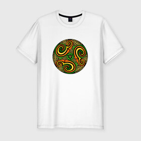 Мужская футболка премиум с принтом Кельтская спираль в Кировске, 92% хлопок, 8% лайкра | приталенный силуэт, круглый вырез ворота, длина до линии бедра, короткий рукав | кельтская спираль | кельтская спиральспираль | кельты | орнамент
