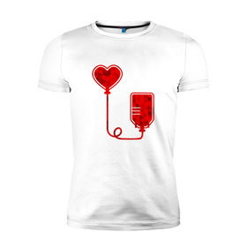 Мужская футболка премиум с принтом Донор крови в Кировске, 92% хлопок, 8% лайкра | приталенный силуэт, круглый вырез ворота, длина до линии бедра, короткий рукав | донор кровидонор | кровь | сердце