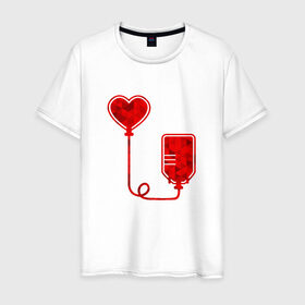 Мужская футболка хлопок с принтом Донор крови в Кировске, 100% хлопок | прямой крой, круглый вырез горловины, длина до линии бедер, слегка спущенное плечо. | Тематика изображения на принте: донор кровидонор | кровь | сердце