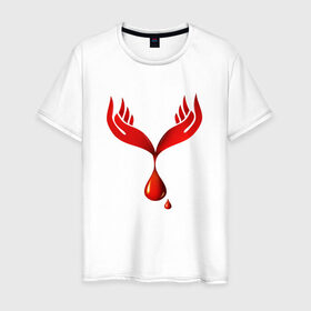 Мужская футболка хлопок с принтом Донор крови в Кировске, 100% хлопок | прямой крой, круглый вырез горловины, длина до линии бедер, слегка спущенное плечо. | 