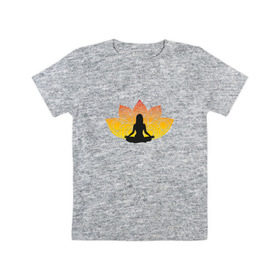 Детская футболка хлопок с принтом Йога в Кировске, 100% хлопок | круглый вырез горловины, полуприлегающий силуэт, длина до линии бедер | йога | йогаумиротворение | спокойствие | фитнес