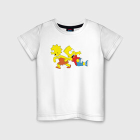Детская футболка хлопок с принтом Bart and Lisa в Кировске, 100% хлопок | круглый вырез горловины, полуприлегающий силуэт, длина до линии бедер | bart and lisa барт и лиза симпсоны simpsons