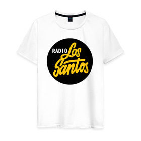 Мужская футболка хлопок с принтом Radio Los Santos в Кировске, 100% хлопок | прямой крой, круглый вырез горловины, длина до линии бедер, слегка спущенное плечо. | Тематика изображения на принте: 