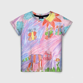 Детская футболка 3D с принтом Детские рисунки в Кировске, 100% гипоаллергенный полиэфир | прямой крой, круглый вырез горловины, длина до линии бедер, чуть спущенное плечо, ткань немного тянется | dg | габбана | детский | дольче | карандаш | картина | мода | рисунок