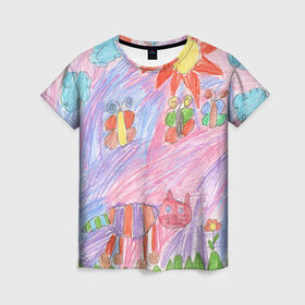 Женская футболка 3D с принтом Детские рисунки в Кировске, 100% полиэфир ( синтетическое хлопкоподобное полотно) | прямой крой, круглый вырез горловины, длина до линии бедер | dg | габбана | детский | дольче | карандаш | картина | мода | рисунок