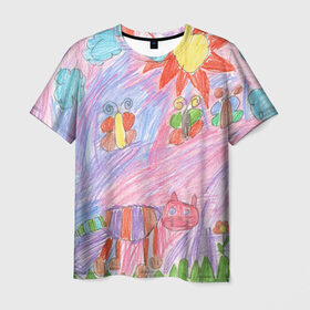 Мужская футболка 3D с принтом Детские рисунки в Кировске, 100% полиэфир | прямой крой, круглый вырез горловины, длина до линии бедер | dg | габбана | детский | дольче | карандаш | картина | мода | рисунок