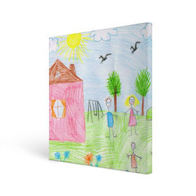 Холст квадратный с принтом Детские рисунки в Кировске, 100% ПВХ |  | dg | габбана | детский | дольче | карандаш | картина | мода | рисунок