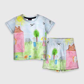 Детский костюм с шортами 3D с принтом Детские рисунки в Кировске,  |  | dg | габбана | детский | дольче | карандаш | картина | мода | рисунок