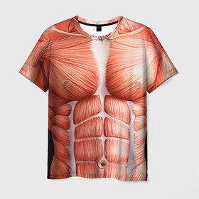 Мужская футболка 3D с принтом Мышцы в Кировске, 100% полиэфир | прямой крой, круглый вырез горловины, длина до линии бедер | bodybuilding | бодибилдер | бодибилдинг | качалка | качок | мышцы | спорт | тело | тренажер