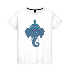 Женская футболка хлопок с принтом Слон в Кировске, 100% хлопок | прямой крой, круглый вырез горловины, длина до линии бедер, слегка спущенное плечо | индия | слон
