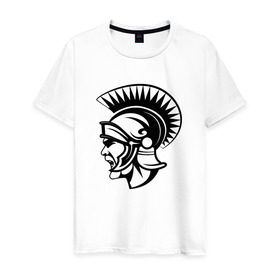 Мужская футболка хлопок с принтом Римский воин в Кировске, 100% хлопок | прямой крой, круглый вырез горловины, длина до линии бедер, слегка спущенное плечо. | rome | воин | война | история | римский воинрим | солдат | шлем
