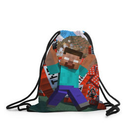 Рюкзак-мешок 3D с принтом Minecraft в Кировске, 100% полиэстер | плотность ткани — 200 г/м2, размер — 35 х 45 см; лямки — толстые шнурки, застежка на шнуровке, без карманов и подкладки | крипер