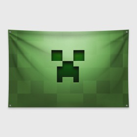 Флаг-баннер с принтом Minecraft в Кировске, 100% полиэстер | размер 67 х 109 см, плотность ткани — 95 г/м2; по краям флага есть четыре люверса для крепления | крипер