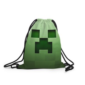 Рюкзак-мешок 3D с принтом Minecraft в Кировске, 100% полиэстер | плотность ткани — 200 г/м2, размер — 35 х 45 см; лямки — толстые шнурки, застежка на шнуровке, без карманов и подкладки | крипер
