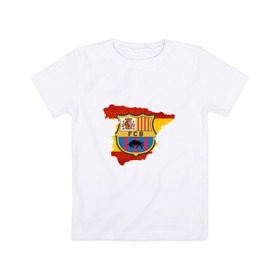 Детская футболка хлопок с принтом Барселона в Кировске, 100% хлопок | круглый вырез горловины, полуприлегающий силуэт, длина до линии бедер | 