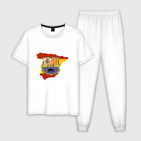 Мужская пижама хлопок с принтом Барселона в Кировске, 100% хлопок | брюки и футболка прямого кроя, без карманов, на брюках мягкая резинка на поясе и по низу штанин
 | 