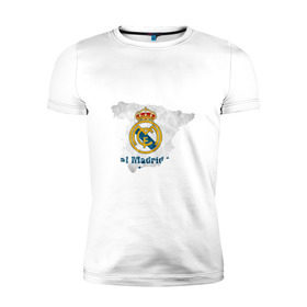 Мужская футболка премиум с принтом Реал Мадрид в Кировске, 92% хлопок, 8% лайкра | приталенный силуэт, круглый вырез ворота, длина до линии бедра, короткий рукав | real | реал мадрид на карте испанииреал | футбол