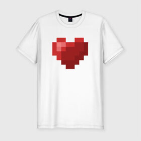 Мужская футболка премиум с принтом Heart в Кировске, 92% хлопок, 8% лайкра | приталенный силуэт, круглый вырез ворота, длина до линии бедра, короткий рукав | healthy | minecraft | любовь | майнкрафт