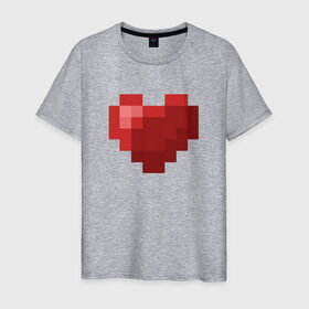 Мужская футболка хлопок с принтом Heart в Кировске, 100% хлопок | прямой крой, круглый вырез горловины, длина до линии бедер, слегка спущенное плечо. | healthy | minecraft | любовь | майнкрафт