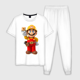 Мужская пижама хлопок с принтом Super Mario в Кировске, 100% хлопок | брюки и футболка прямого кроя, без карманов, на брюках мягкая резинка на поясе и по низу штанин
 | nintendo | марио | нинтендо