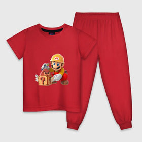 Детская пижама хлопок с принтом Super Mario в Кировске, 100% хлопок |  брюки и футболка прямого кроя, без карманов, на брюках мягкая резинка на поясе и по низу штанин
 | nintendo | марио | нинтендо
