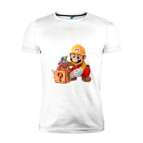 Мужская футболка премиум с принтом Super Mario в Кировске, 92% хлопок, 8% лайкра | приталенный силуэт, круглый вырез ворота, длина до линии бедра, короткий рукав | nintendo | марио | нинтендо