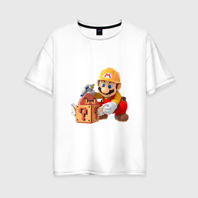 Женская футболка хлопок Oversize с принтом Super Mario в Кировске, 100% хлопок | свободный крой, круглый ворот, спущенный рукав, длина до линии бедер
 | nintendo | марио | нинтендо