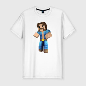 Мужская футболка премиум с принтом Чак Норрис (Minecraft) в Кировске, 92% хлопок, 8% лайкра | приталенный силуэт, круглый вырез ворота, длина до линии бедра, короткий рукав | norris | майнкрафт