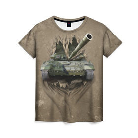 Женская футболка 3D с принтом Танк в Кировске, 100% полиэфир ( синтетическое хлопкоподобное полотно) | прямой крой, круглый вырез горловины, длина до линии бедер | силовые структуры | танк
