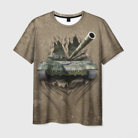 Мужская футболка 3D с принтом Танк в Кировске, 100% полиэфир | прямой крой, круглый вырез горловины, длина до линии бедер | силовые структуры | танк