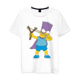 Мужская футболка хлопок с принтом Бартмен в Кировске, 100% хлопок | прямой крой, круглый вырез горловины, длина до линии бедер, слегка спущенное плечо. | бартмен симпсоны simpsons bart