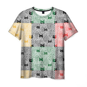 Мужская футболка 3D с принтом Котики в Кировске, 100% полиэфир | прямой крой, круглый вырез горловины, длина до линии бедер | cat | hipster | meow | style | кот | котики | кошка | хипстер | хипстеры