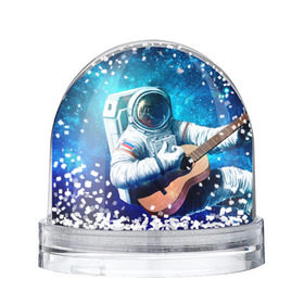 Снежный шар с принтом Космонавт с гитарой в Кировске, Пластик | Изображение внутри шара печатается на глянцевой фотобумаге с двух сторон | гитара