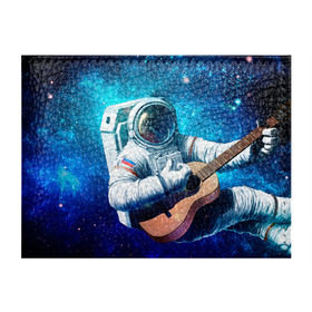Обложка на студенческий билет с принтом Космонавт с гитарой в Кировске, натуральная кожа | Размер: 11*8 см; Печать на всей внешней стороне | Тематика изображения на принте: гитара