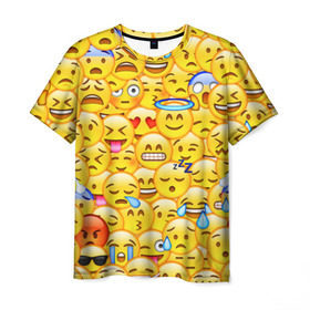 Мужская футболка 3D с принтом Emoji в Кировске, 100% полиэфир | прямой крой, круглый вырез горловины, длина до линии бедер | Тематика изображения на принте: emoji | смайлы | эмоджи