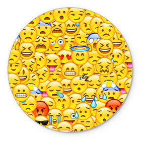 Коврик круглый с принтом Emoji в Кировске, резина и полиэстер | круглая форма, изображение наносится на всю лицевую часть | Тематика изображения на принте: emoji | смайлы | эмоджи