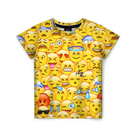 Детская футболка 3D с принтом Emoji в Кировске, 100% гипоаллергенный полиэфир | прямой крой, круглый вырез горловины, длина до линии бедер, чуть спущенное плечо, ткань немного тянется | Тематика изображения на принте: emoji | смайлы | эмоджи