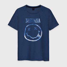 Мужская футболка хлопок с принтом Nirvana sky в Кировске, 100% хлопок | прямой крой, круглый вырез горловины, длина до линии бедер, слегка спущенное плечо. | cobain | kurt | nirvana | кобейн | курт | нирвана