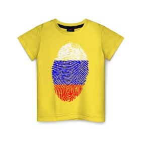 Детская футболка хлопок с принтом Отпечаток Россия в Кировске, 100% хлопок | круглый вырез горловины, полуприлегающий силуэт, длина до линии бедер | лайк | отпечаток пальца | палец | россия | рука | триколор | флаг