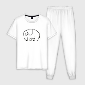 Мужская пижама хлопок с принтом самодостаточный слоник в Кировске, 100% хлопок | брюки и футболка прямого кроя, без карманов, на брюках мягкая резинка на поясе и по низу штанин
 | Тематика изображения на принте: слон
