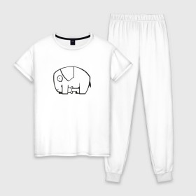 Женская пижама хлопок с принтом самодостаточный слоник в Кировске, 100% хлопок | брюки и футболка прямого кроя, без карманов, на брюках мягкая резинка на поясе и по низу штанин | слон