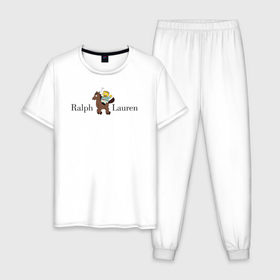 Мужская пижама хлопок с принтом Ralph Wiggum Lauren в Кировске, 100% хлопок | брюки и футболка прямого кроя, без карманов, на брюках мягкая резинка на поясе и по низу штанин
 | Тематика изображения на принте: 
