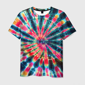 Мужская футболка 3D с принтом Tie dye в Кировске, 100% полиэфир | прямой крой, круглый вырез горловины, длина до линии бедер | Тематика изображения на принте: tie dye