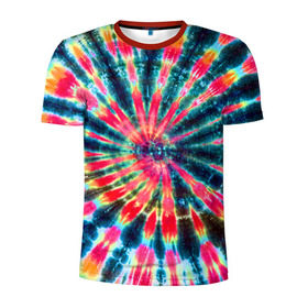 Мужская футболка 3D спортивная с принтом Tie dye в Кировске, 100% полиэстер с улучшенными характеристиками | приталенный силуэт, круглая горловина, широкие плечи, сужается к линии бедра | tie dye