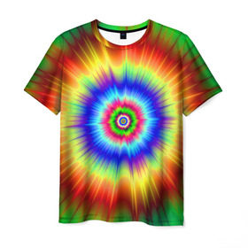 Мужская футболка 3D с принтом Tie dye в Кировске, 100% полиэфир | прямой крой, круглый вырез горловины, длина до линии бедер | Тематика изображения на принте: tie dye