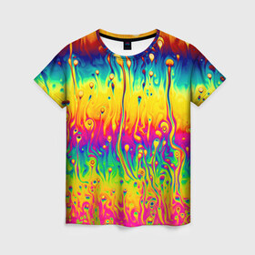 Женская футболка 3D с принтом Tie dye в Кировске, 100% полиэфир ( синтетическое хлопкоподобное полотно) | прямой крой, круглый вырез горловины, длина до линии бедер | tie dye