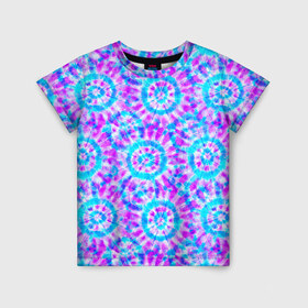 Детская футболка 3D с принтом Tie dye в Кировске, 100% гипоаллергенный полиэфир | прямой крой, круглый вырез горловины, длина до линии бедер, чуть спущенное плечо, ткань немного тянется | tie dye