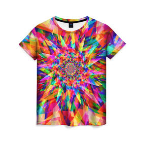 Женская футболка 3D с принтом Tie dye в Кировске, 100% полиэфир ( синтетическое хлопкоподобное полотно) | прямой крой, круглый вырез горловины, длина до линии бедер | орнамент | узор